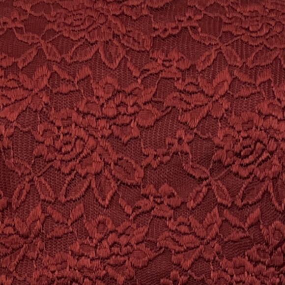 VINTAGE 90s Red Lace Long Sleeve Mini Bodycon Dress Womens sz S Keyhole Burgundy - Picture 5 of 8